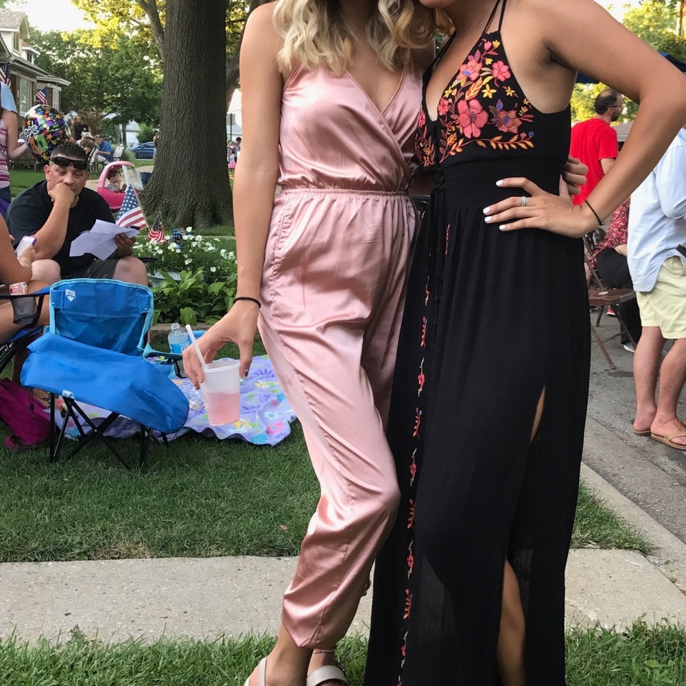 Akira satin pink jumpsuit